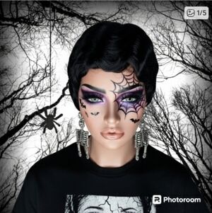 Black Short Finger Wave Synthetic Wig Halloween Cosplay